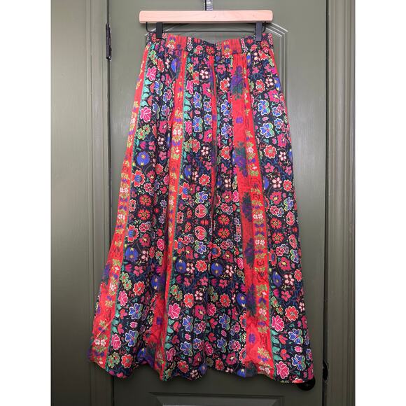 Ro's Garden Dresses & Skirts - NWT Ro's Garden Jimena Midi Boho Floral Colorful Artsy Gypsy Skirt Yeshi Red XS